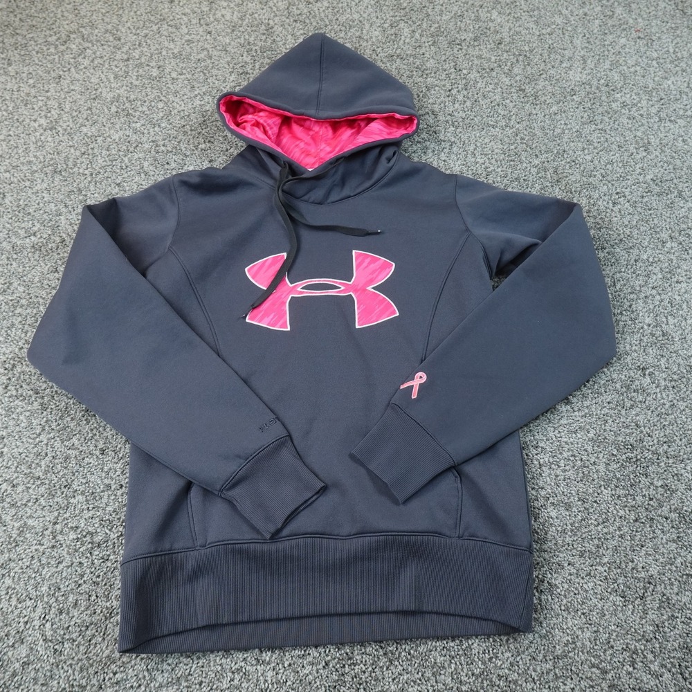 Under Armour Hoodie Womens S Gray ColdGear Breast Cancer Pullover Sweatshirt Top